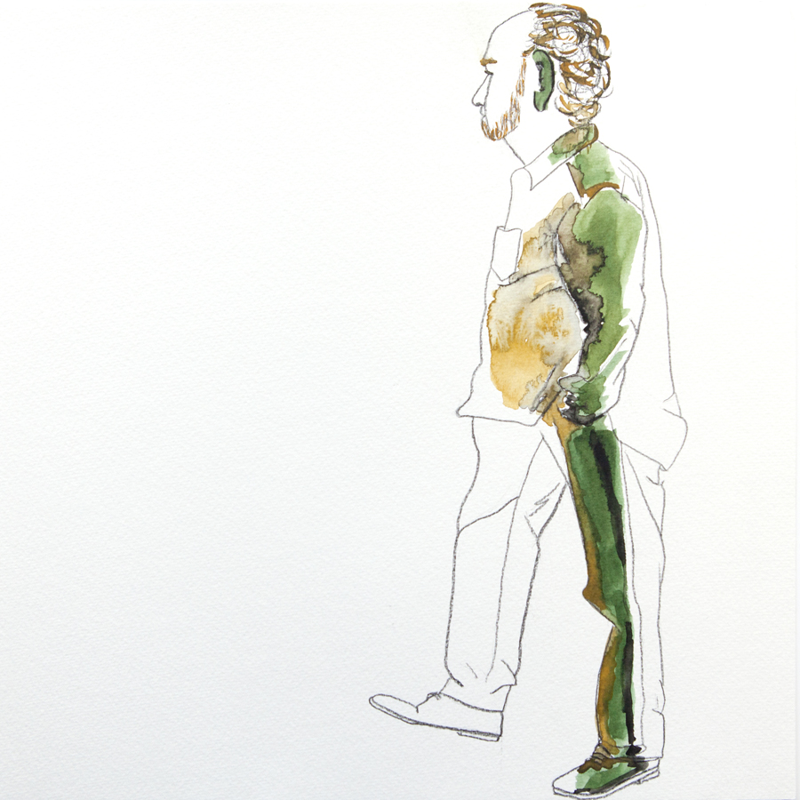 ideal man water color drawing 30 x 30 cm spotted in Impruneta Italy